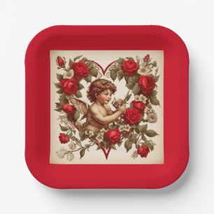 Vintage Valentine Art Liebe cupid Pappteller