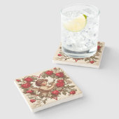 Vintage Valentine Art Liebe cupid Steinuntersetzer (Seitenansicht)