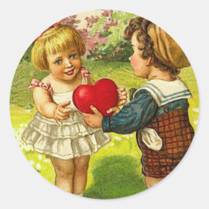 Vintage Valentine-Aufkleber Runder Aufkleber
