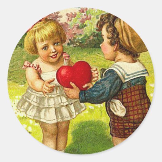 Vintage Valentine-Aufkleber Runder Aufkleber (Vorderseite)