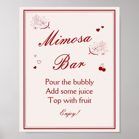 Vintage Valentine Bridal Shower Mimosa Bar Poster (Vorne)