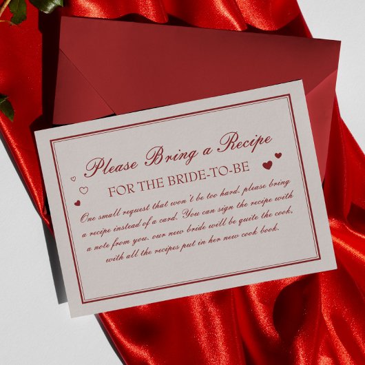 Vintage Valentine Bridal Shower Recipe Request Begleitkarte