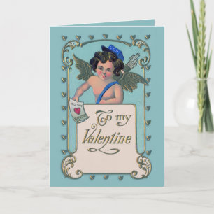 Vintage Valentine Cupid Postman Feiertagskarte