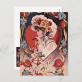 Vintage Valentine-Dame Feiertagspostkarte (Vorne/Hinten)