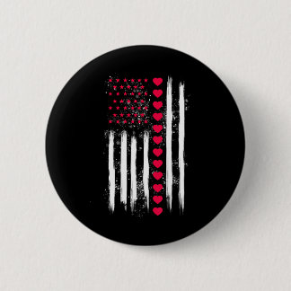 Vintage Valentine Day American Flag Heart Perfect  Button