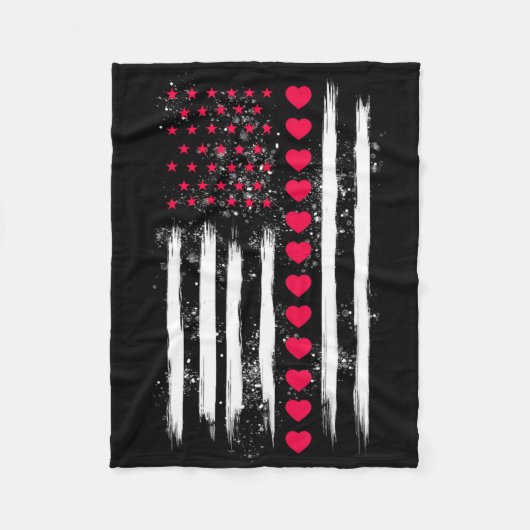 Vintage Valentine Day American Flag Heart Perfect  Fleecedecke (Vorderseite)