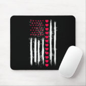 Vintage Valentine Day American Flag Heart Perfect  Mousepad (Mit Mouse)
