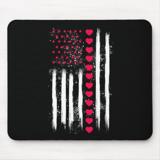 Vintage Valentine Day American Flag Heart Perfect  Mousepad (Vorne)