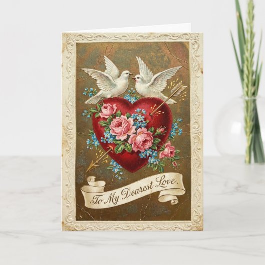 Vintage Valentine Dearest Love Card Karte (Vorderseite)