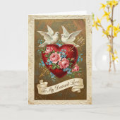 Vintage Valentine Dearest Love Card Karte (Gelbe Blume)