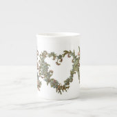 Vintage Valentine-Engel mit doppelten Herzen Porzellantasse (Vorderseite)