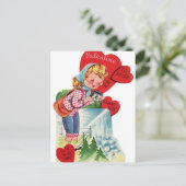 Vintage Valentine Girl mit Kamera Feiertagspostkarte (Stehend Vorderseite)