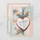 Vintage Valentine | Herz und Schmetterlinge Postkarte (Vorne/Hinten)
