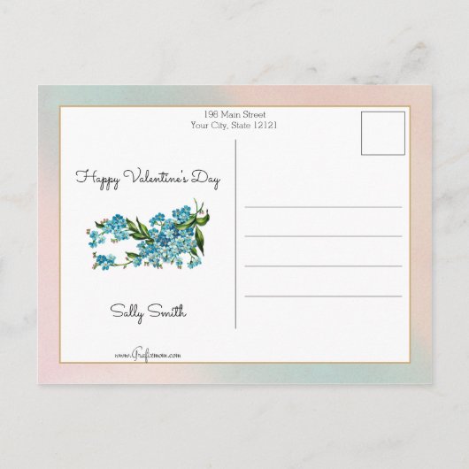 Vintage Valentine | Herz und Schmetterlinge Postkarte (Rückseite)