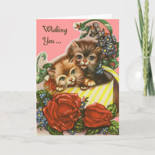Vintage Valentine-Kätzchen Feiertagskarte