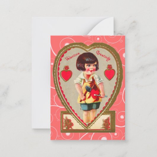 Vintage Valentine Kid Cards Mitteilungskarte (Vorderseite)