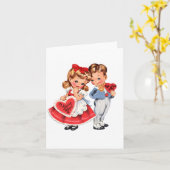 Vintage Valentine Kids Folded Greeting Card  Karte (Gelbe Blume)