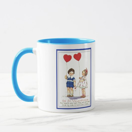 Vintage Valentine-Kinder mit Ballons Tasse (Links)