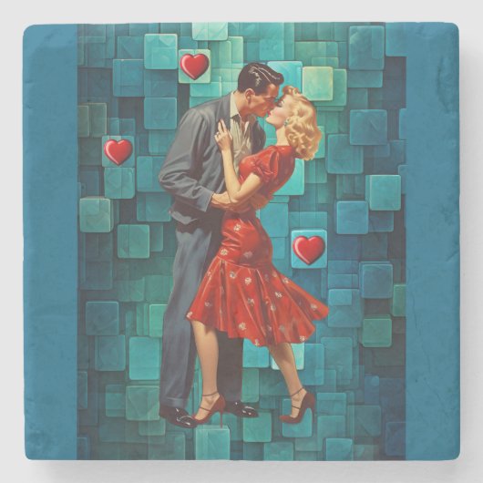 VINTAGE VALENTINE LEIDENSCHAFT STEINUNTERSETZER (Vorderseite)