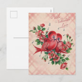Vintage Valentine Love Birds Card Feiertagspostkarte (Vorne/Hinten)