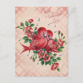Vintage Valentine Love Birds Card Feiertagspostkarte
