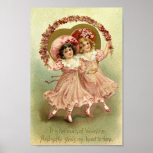 Vintage Valentine-Mädchen Poster