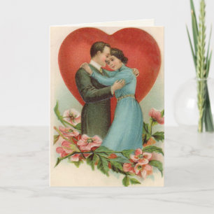 Vintage Valentine-Paar-Karte Feiertagskarte