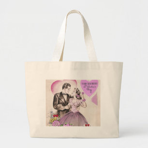 Vintage Valentine-Paare Jumbo Stoffbeutel