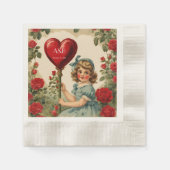 Vintage Valentine - personalisiert Serviette (Vorderseite)