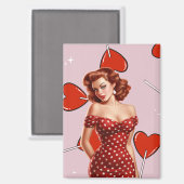 Vintage Valentine Pin-Up Girl Art Magnet (Vorderseite/Rückseite)