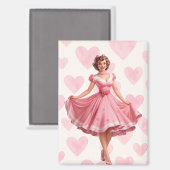 Vintage Valentine Pin-Up Girl Magnet (Vorderseite/Rückseite)