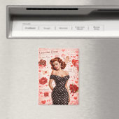 Vintage Valentine Pin-Up Girl Magnet (In Situ (Geschirrspüler))