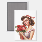 Vintage Valentine Pin-Up Girl Magnet  (Vorderseite/Rückseite)