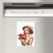 Vintage Valentine Pin-Up Girl Magnet  (In Situ (Geschirrspüler))