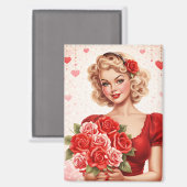Vintage Valentine Pin-Up Girl Magnet  (Vorderseite/Rückseite)