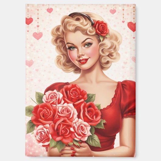 Vintage Valentine Pin-Up Girl Magnet  (Vorderseite)