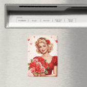 Vintage Valentine Pin-Up Girl Magnet  (In Situ (Geschirrspüler))