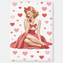 Vintage Valentine Pin-Up Girl Retro Sweetheart Magnet