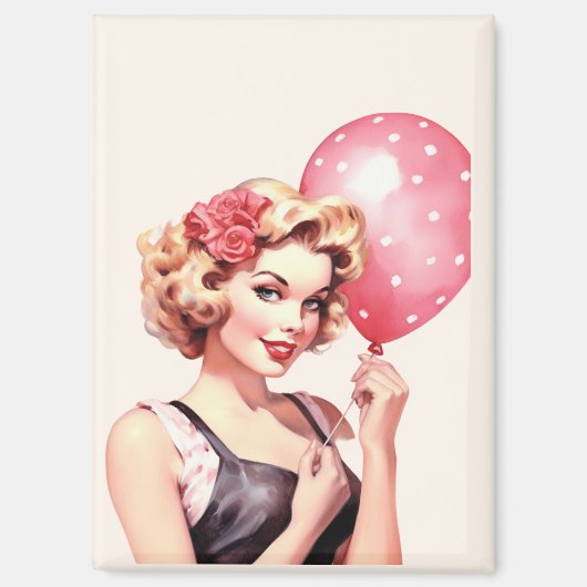 Vintage Valentine Pin-Up Magnet – Sweetheart Sally (Vorderseite)