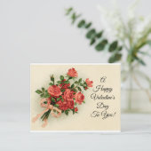 Vintage Valentine-Rose Feiertagspostkarte (Stehend Vorderseite)