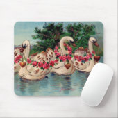Vintage Valentine-Schwäne Mousepad (Mit Mouse)