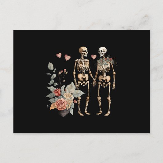 Vintage Valentine Skelette Postkarte (Vorderseite)