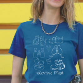 Vintage Valentine Tattoo Cat Couple  T-Shirt