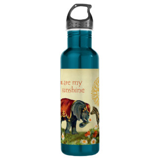 Vintage Valentine-Tiere in der Liebe-Collage Edelstahlflasche