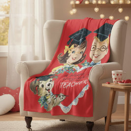 Vintage "Valentine to My Teacher" Retro Graduation Fleecedecke