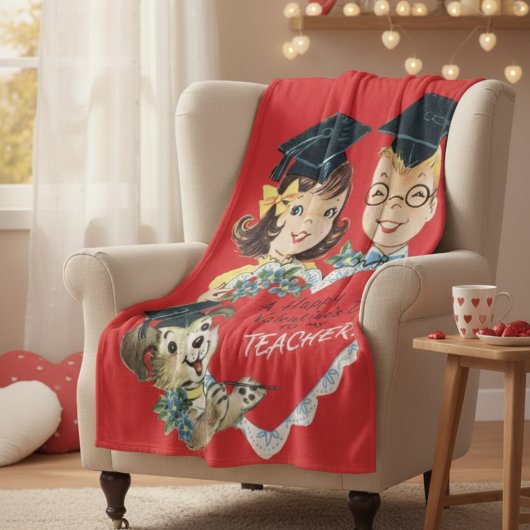 Vintage "Valentine to My Teacher" Retro Graduation Fleecedecke