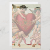 Vintage Valentine, Viktorianische Engel Cherubs He Briefpapier (Vorne/Hinten)