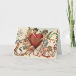 Vintage Valentine, Viktorianische Engel Cherubs He Feiertagskarte