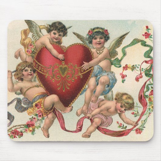 Vintage Valentine, Viktorianische Engel Cherubs He Mousepad (Vorne)