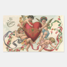Vintage Valentine, Viktorianische Engel Cherubs He Rechteckiger Aufkleber